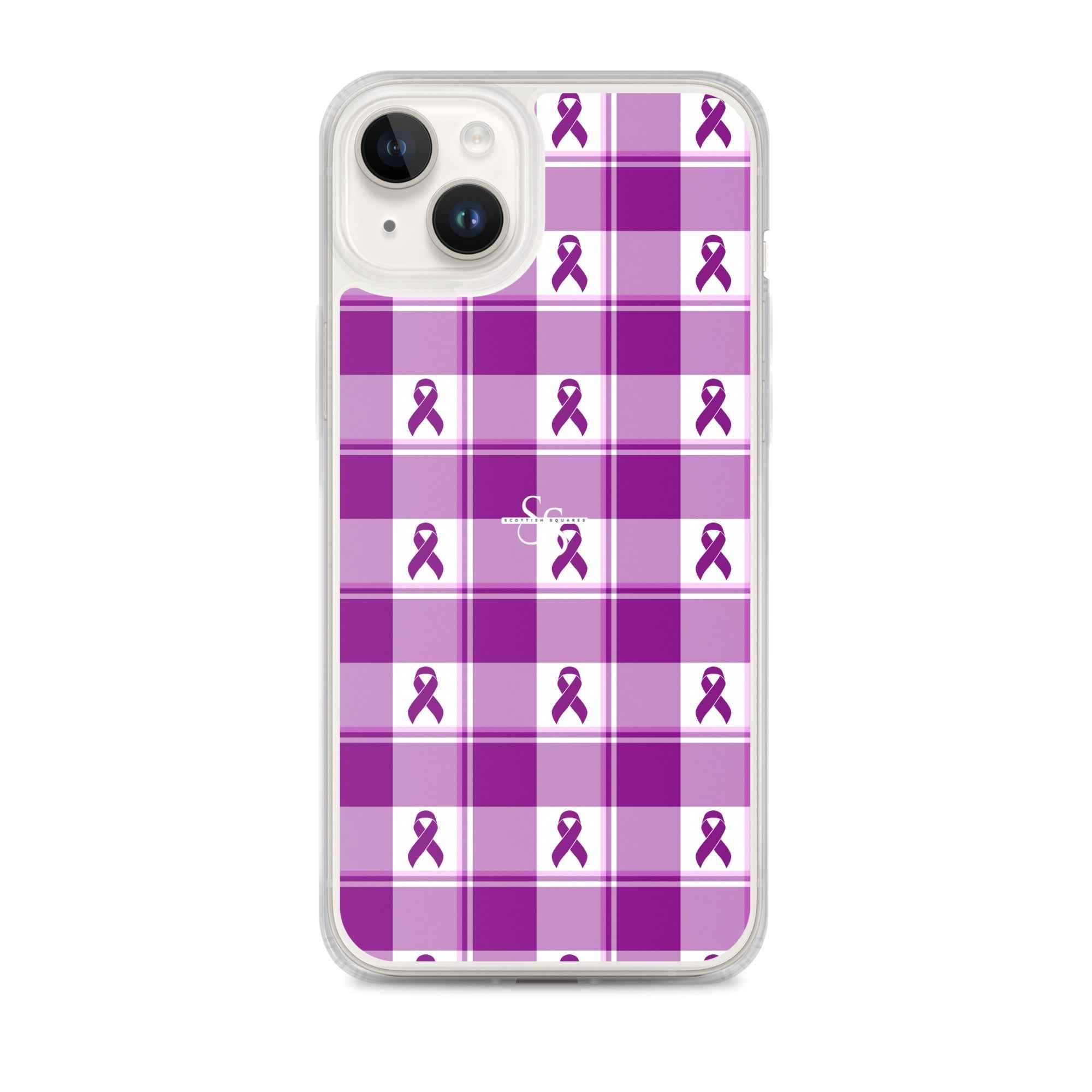 Clear Case for iPhone Pancreatic Cancer Awareness Plaid iPhone 14 Plus - Scottish Squares