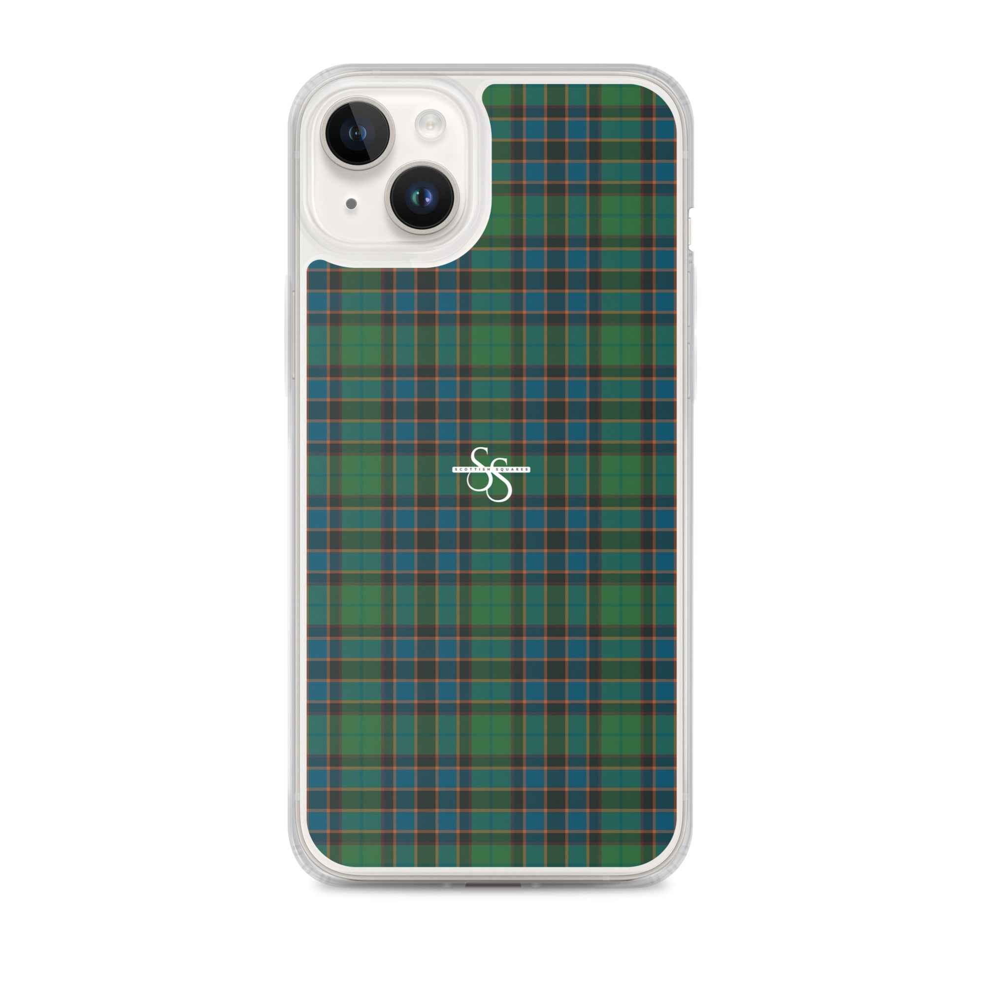 Clear Case for iPhone Green Blue Orange Plaid Tartan