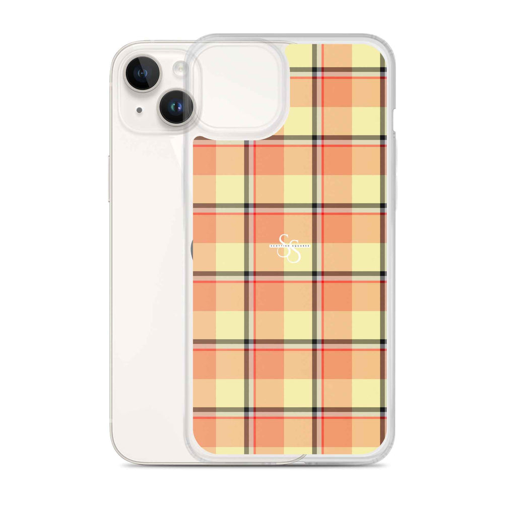 Clear Case for iPhone Claystone and Morning Mist Plaid - Scottish Squares