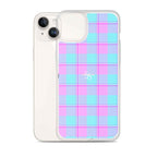 Clear Case for iPhone Mauve and Coastal Mist Plaid - Scottish Squares