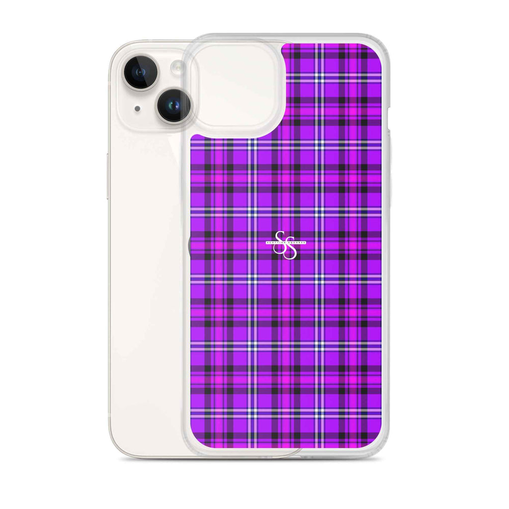 Clear Case for iPhone Electric Violet and Fuchsia Plaid - Scottish Squares