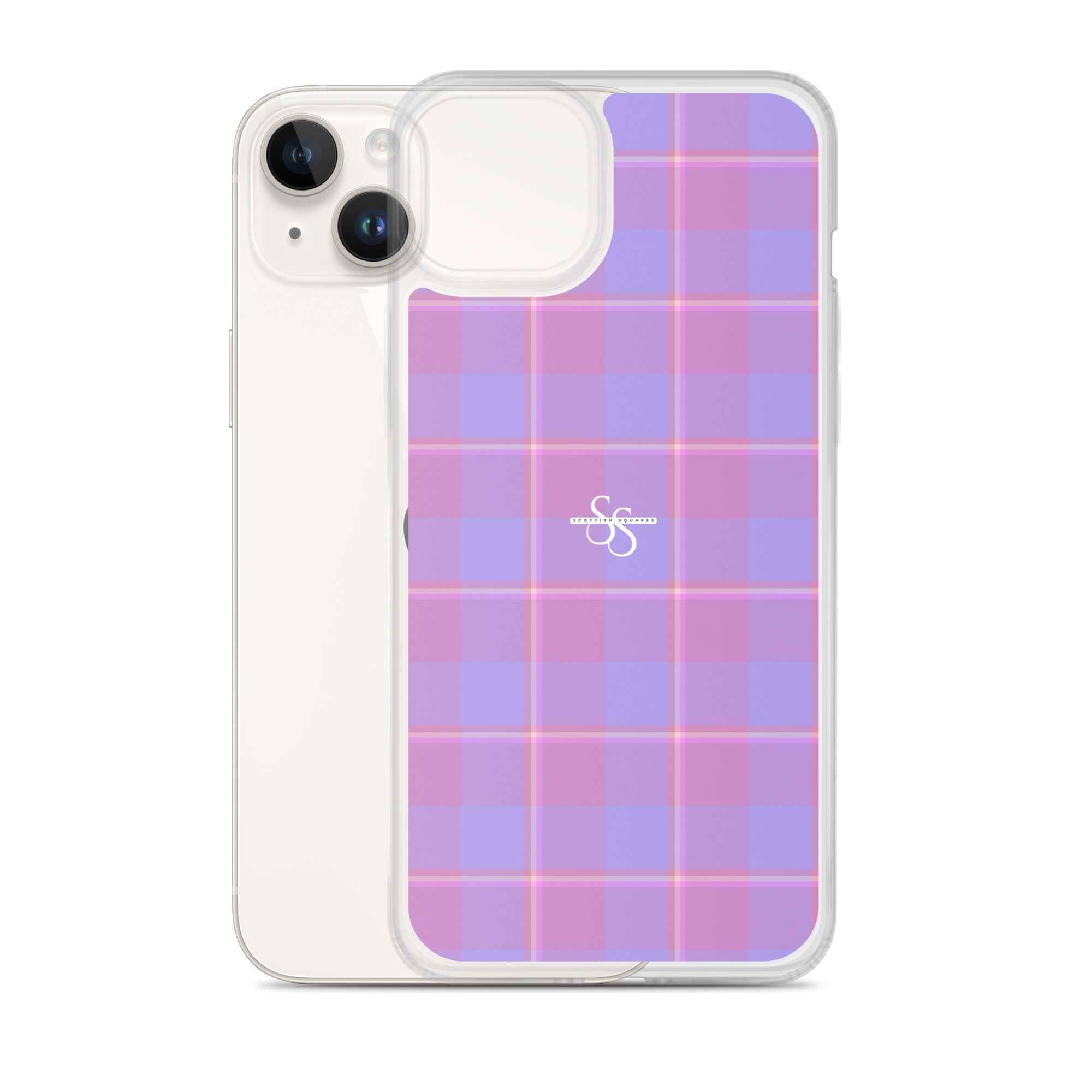 Clear Case for iPhone Viola and Dull Lavender Plaid - Scottish Squares
