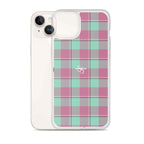 Clear Case for iPhone Vista Blue and Turkish Rose Plaid - Scottish Squares