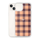 Clear Case for iPhone Hit Pink and Livid Brown Plaid - Scottish Squares