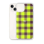 Clear Case for iPhone Electric Lime and Livid Brown Plaid - Scottish Squares