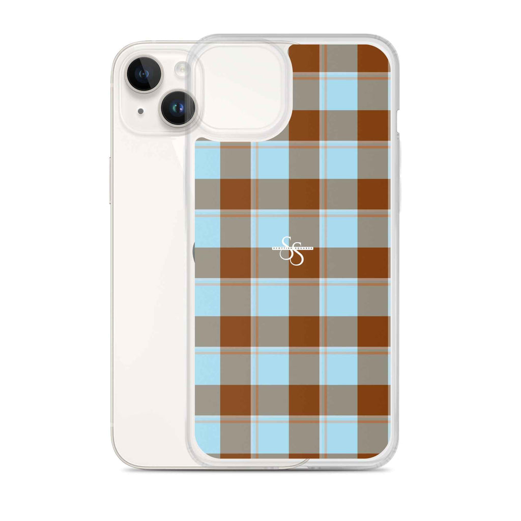 Clear Case for iPhone Blizzard Blue and Livid Brown Plaid - Scottish Squares