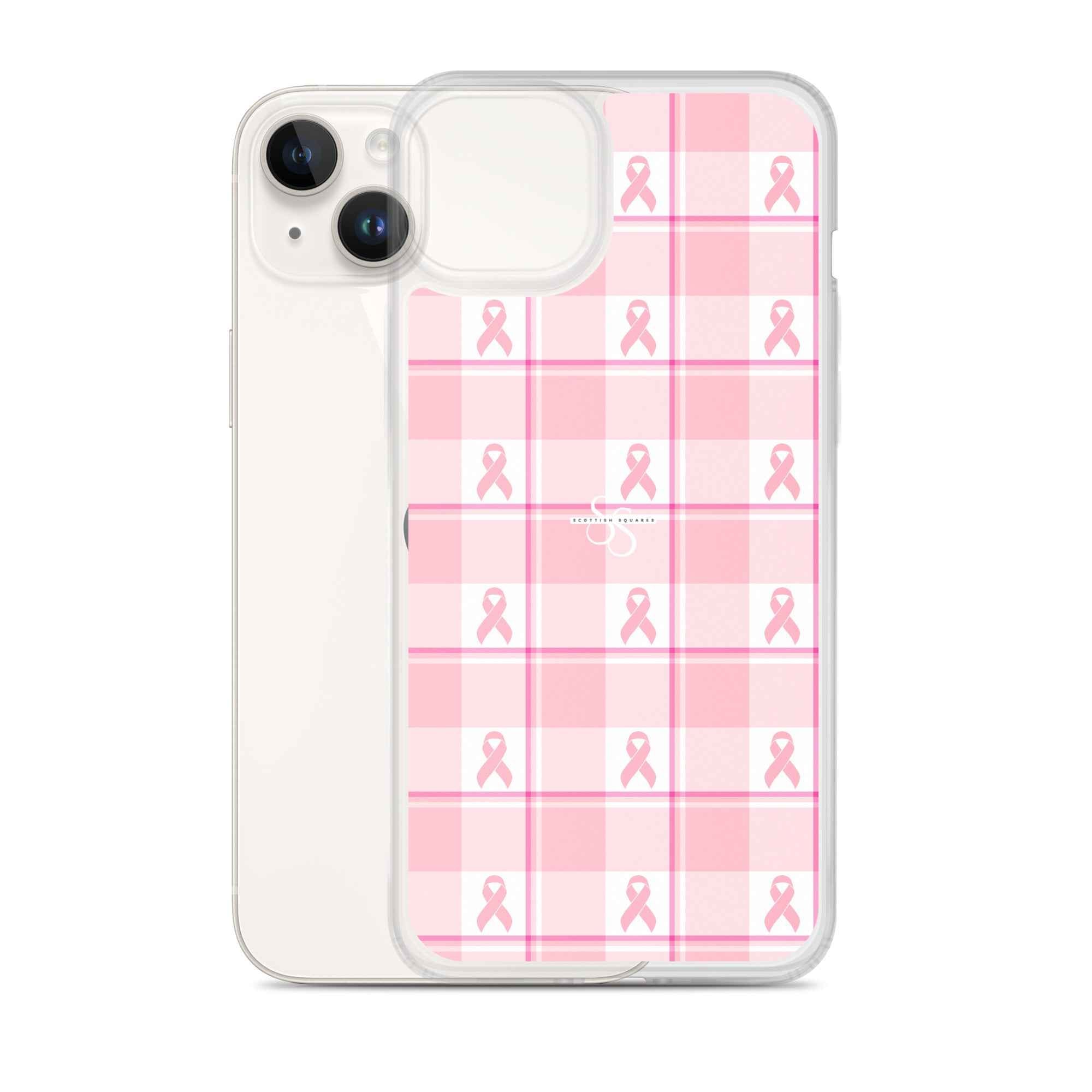 Clear Case for iPhone Breast Cancer Awareness Plaid - Scottish Squares