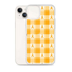 Clear Case for iPhone Kidney Cancer Awareness Plaid, Orange Ribbon, Supportive Gift - Scottish Squares