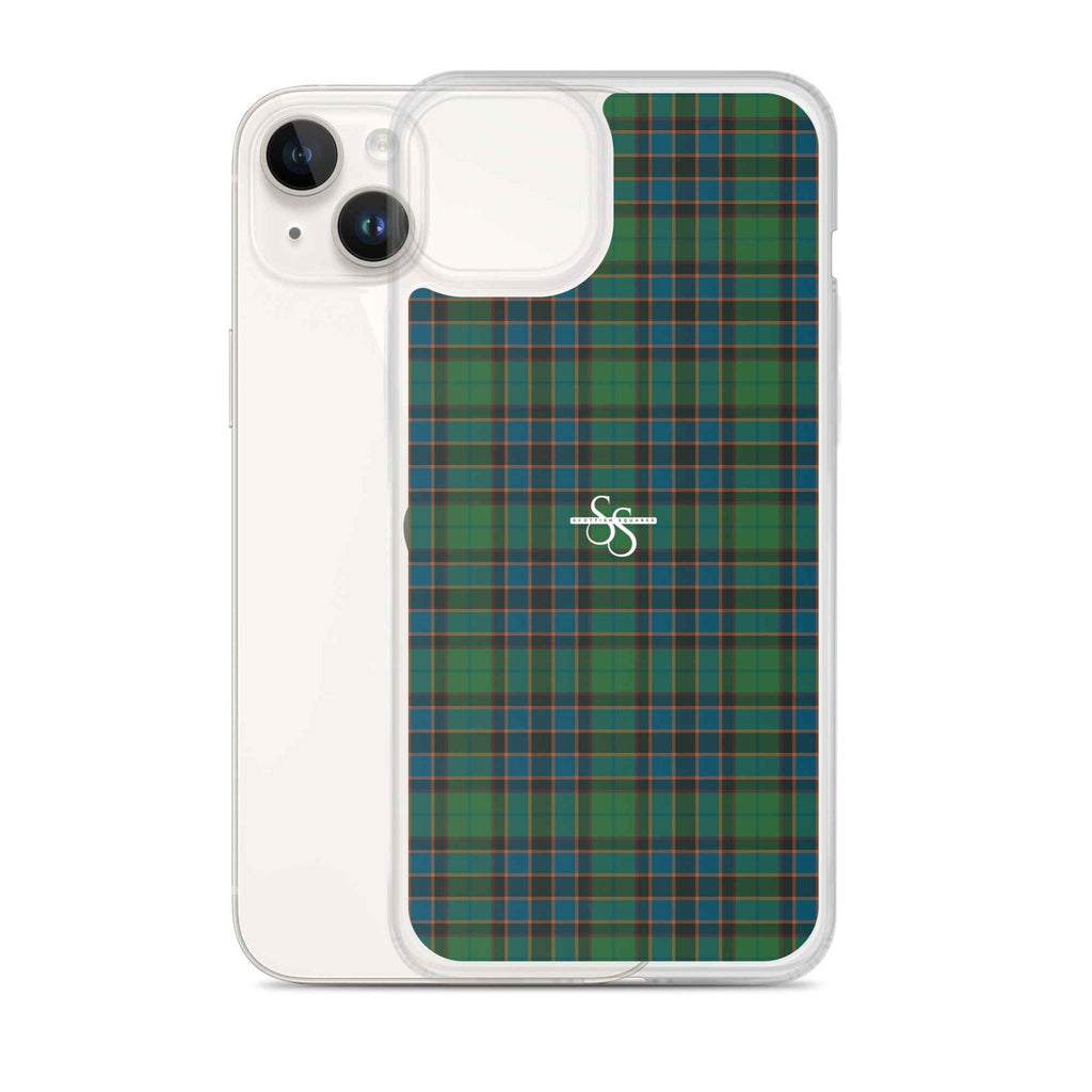 Clear Case for iPhone Green Blue Orange Plaid Tartan