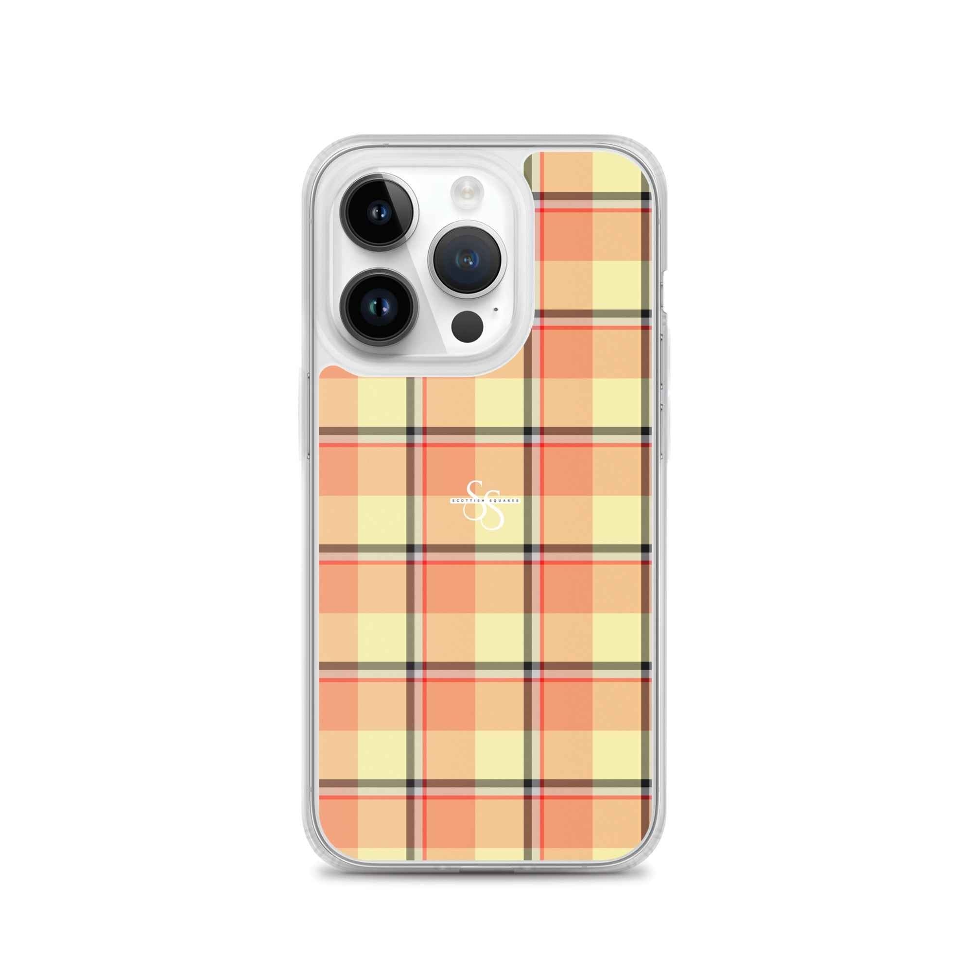Clear Case for iPhone Claystone and Morning Mist Plaid iPhone 14 Pro - Scottish Squares