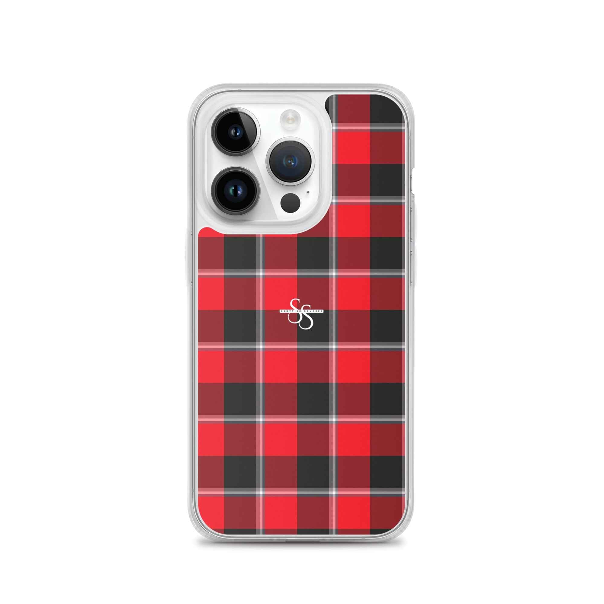Clear Case for iPhone Red Ribbon and Heavy Metal Plaid iPhone 14 Pro - Scottish Squares