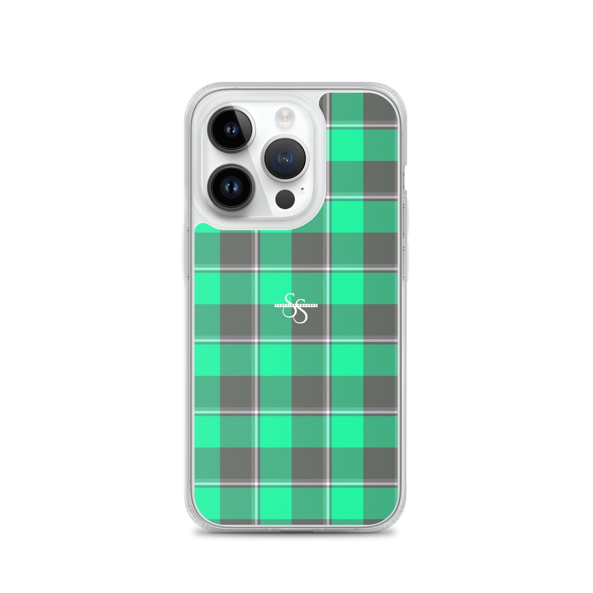 Clear Case for iPhone Spring Green and Finlandia Plaid iPhone 14 Pro - Scottish Squares