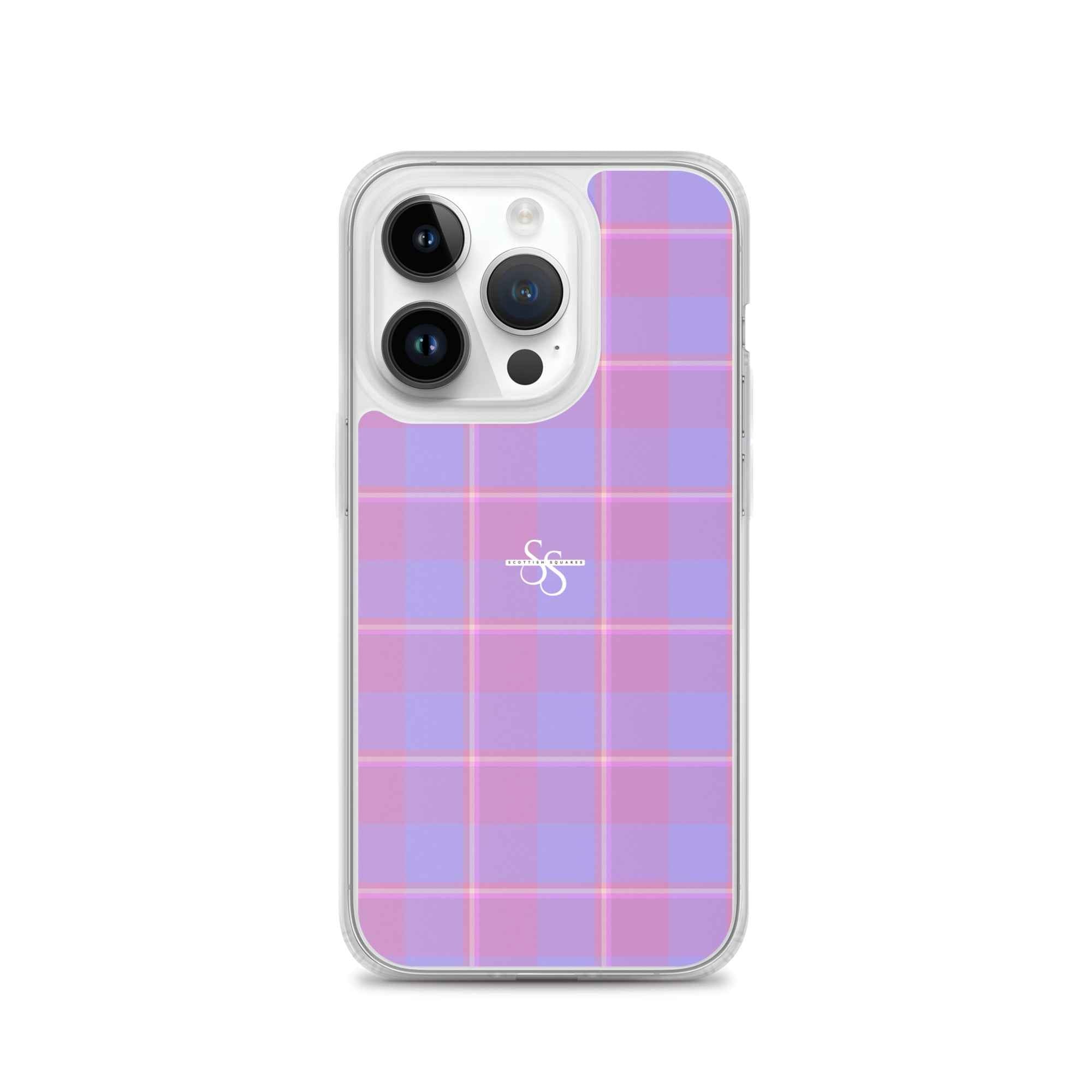 Clear Case for iPhone Viola and Dull Lavender Plaid iPhone 14 Pro - Scottish Squares