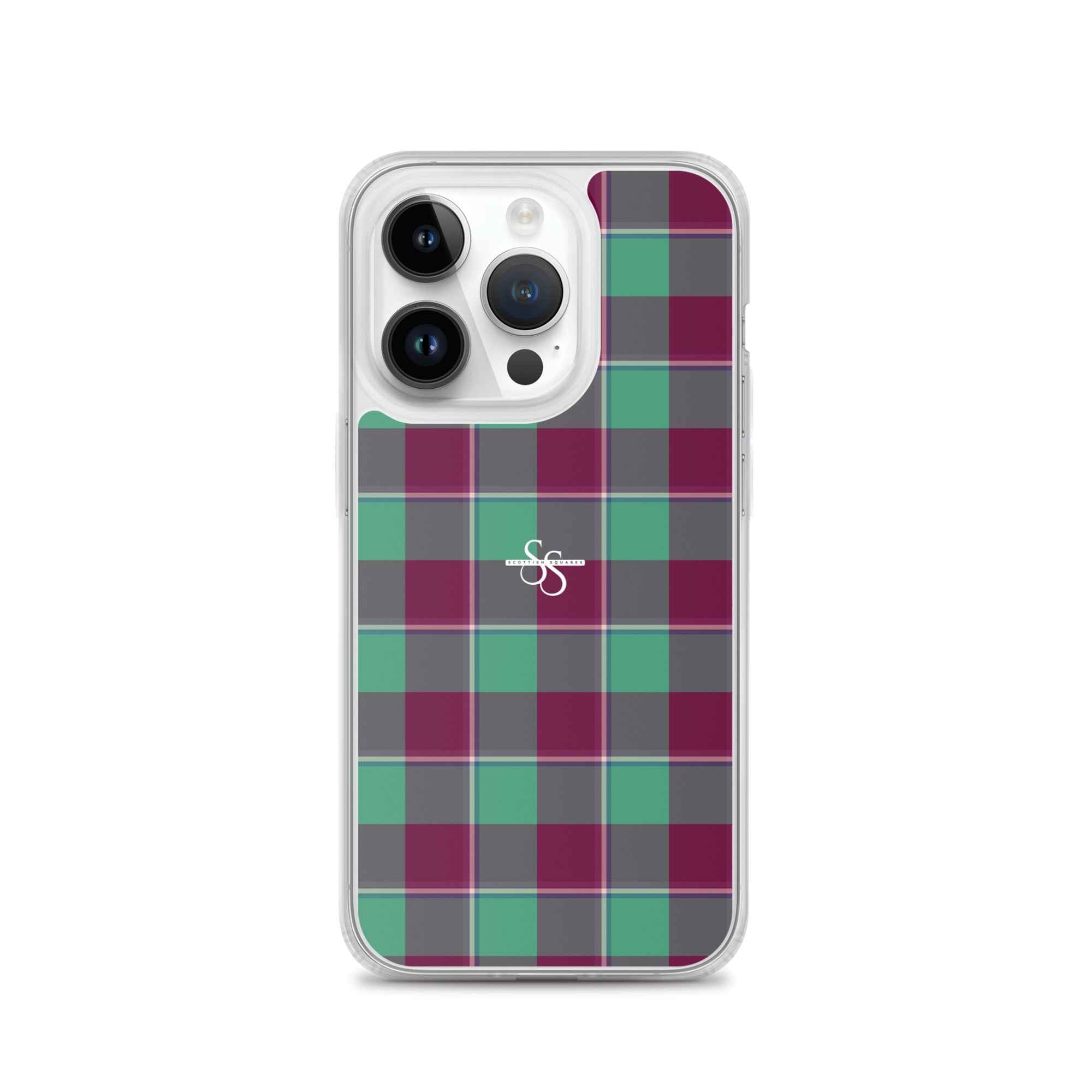 Clear Case for iPhone Ocean Green and Mulberry Wood Plaid iPhone 14 Pro - Scottish Squares