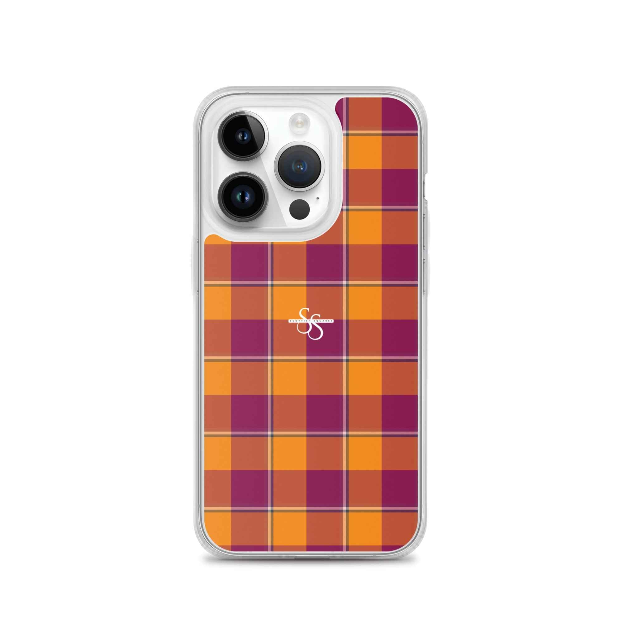 Clear Case for iPhone Tahiti Gold and Rose Bud Cherry Plaid iPhone 14 Pro - Scottish Squares