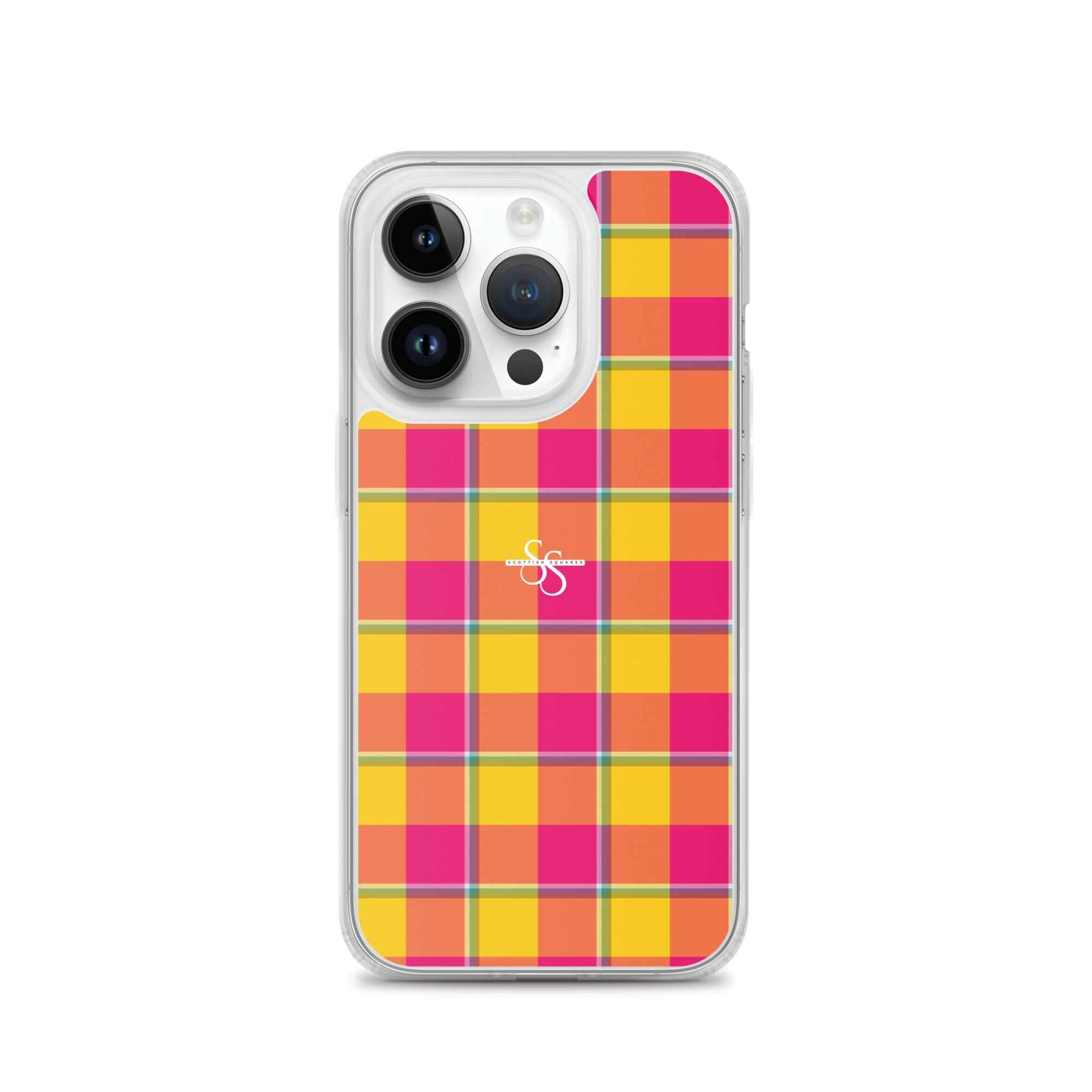 Clear Case for iPhone Corn and Razzmatazz Plaid iPhone 14 Pro - Scottish Squares