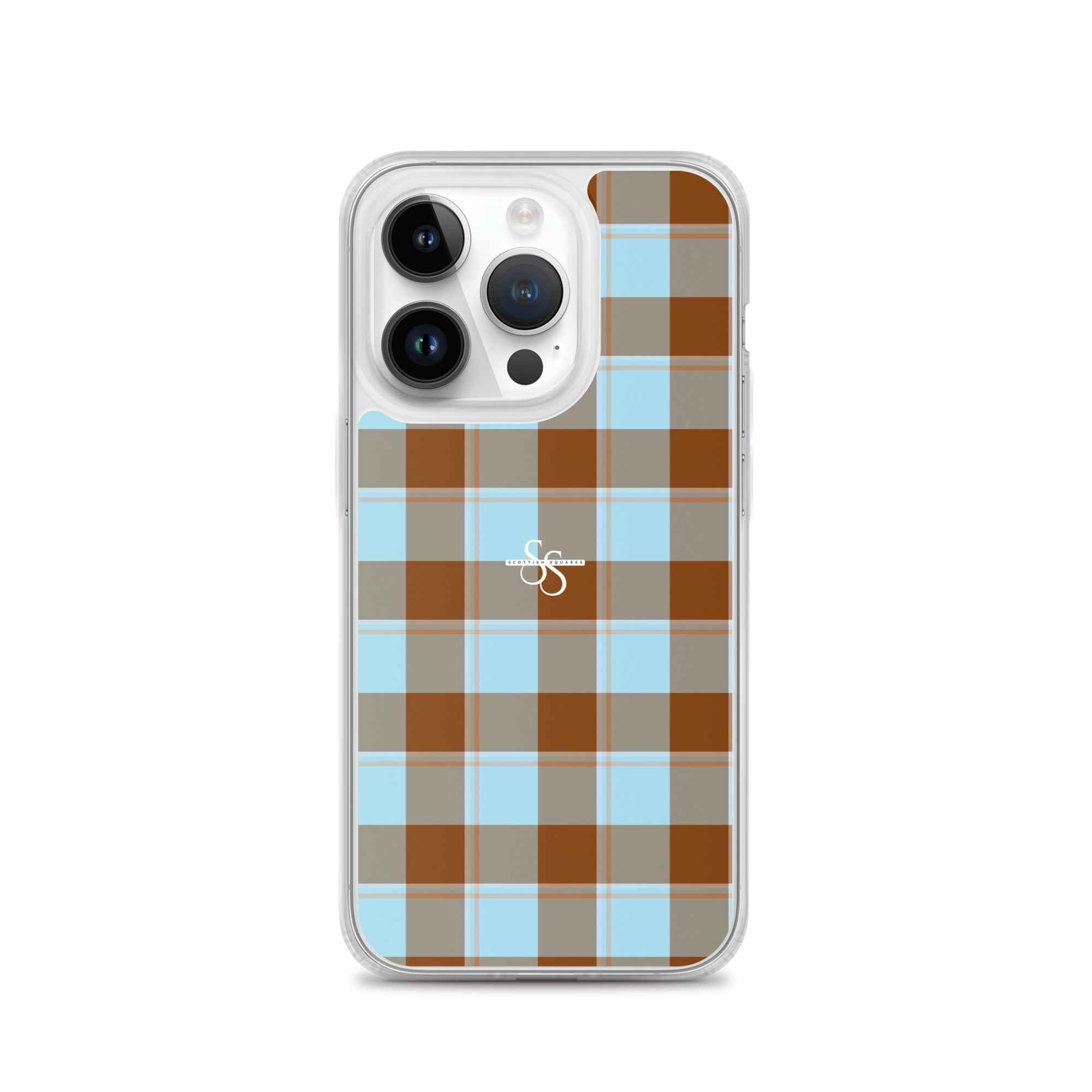 Clear Case for iPhone Blizzard Blue and Livid Brown Plaid iPhone 14 Pro - Scottish Squares