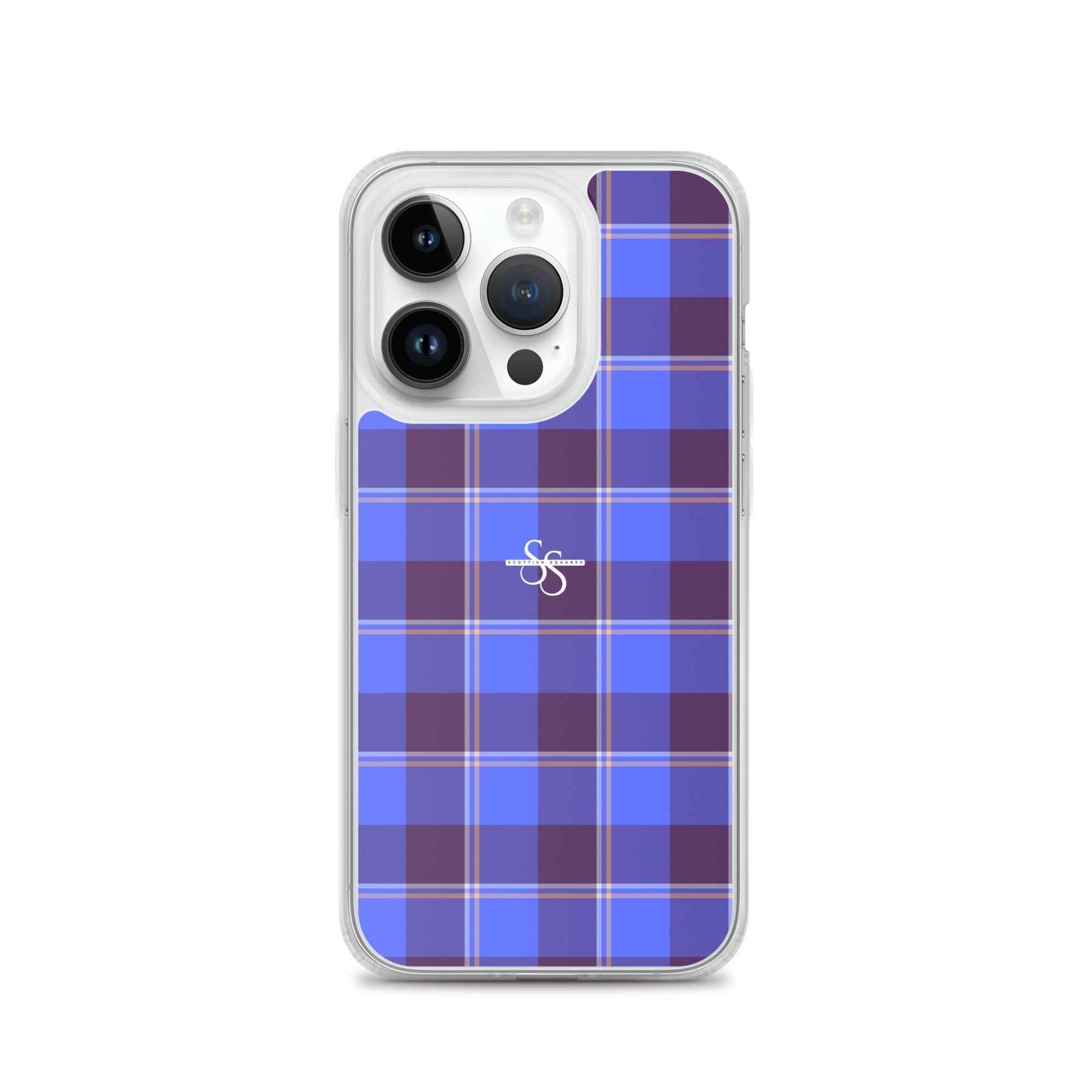 Clear Case for iPhone Cornflower Blue and Livid Brown Plaid iPhone 14 Pro - Scottish Squares