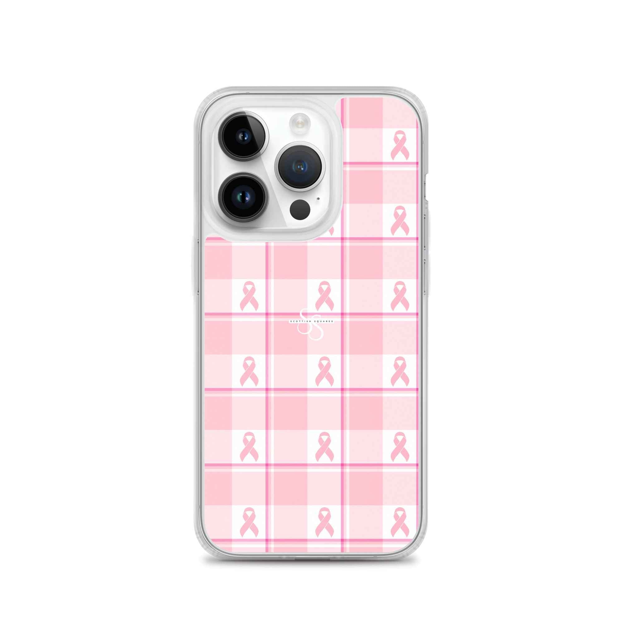 Clear Case for iPhone Breast Cancer Awareness Plaid iPhone 14 Pro - Scottish Squares