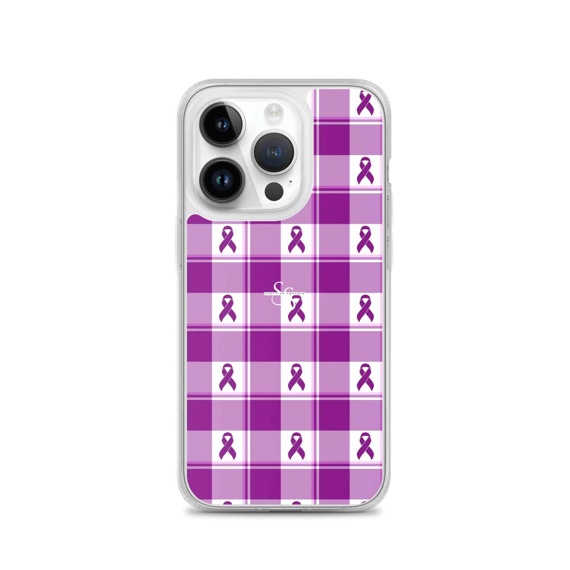 Clear Case for iPhone Pancreatic Cancer Awareness Plaid iPhone 14 Pro - Scottish Squares