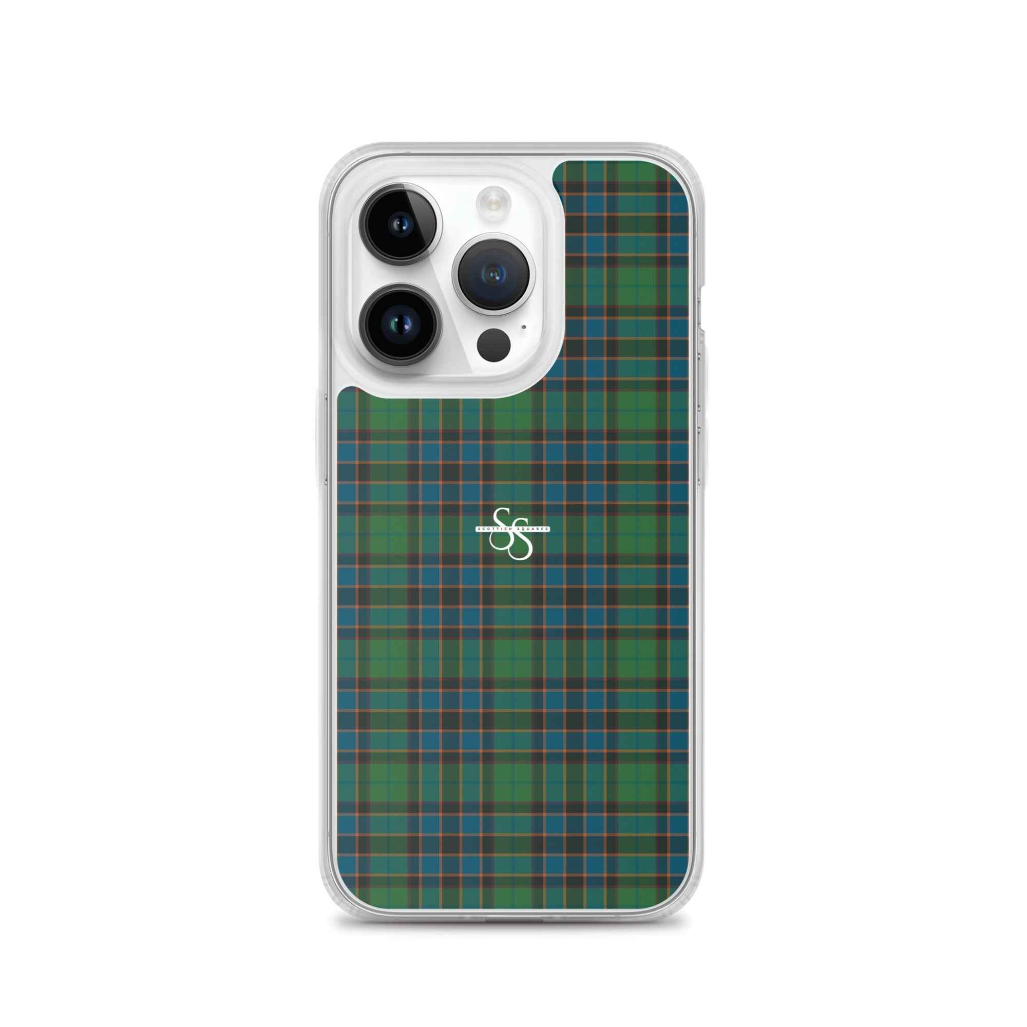 Clear Case for iPhone Green Blue Orange Plaid Tartan