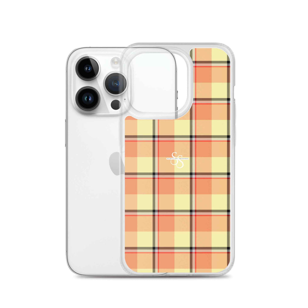 Clear Case for iPhone Claystone and Morning Mist Plaid - Scottish Squares