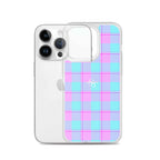 Clear Case for iPhone Mauve and Coastal Mist Plaid - Scottish Squares