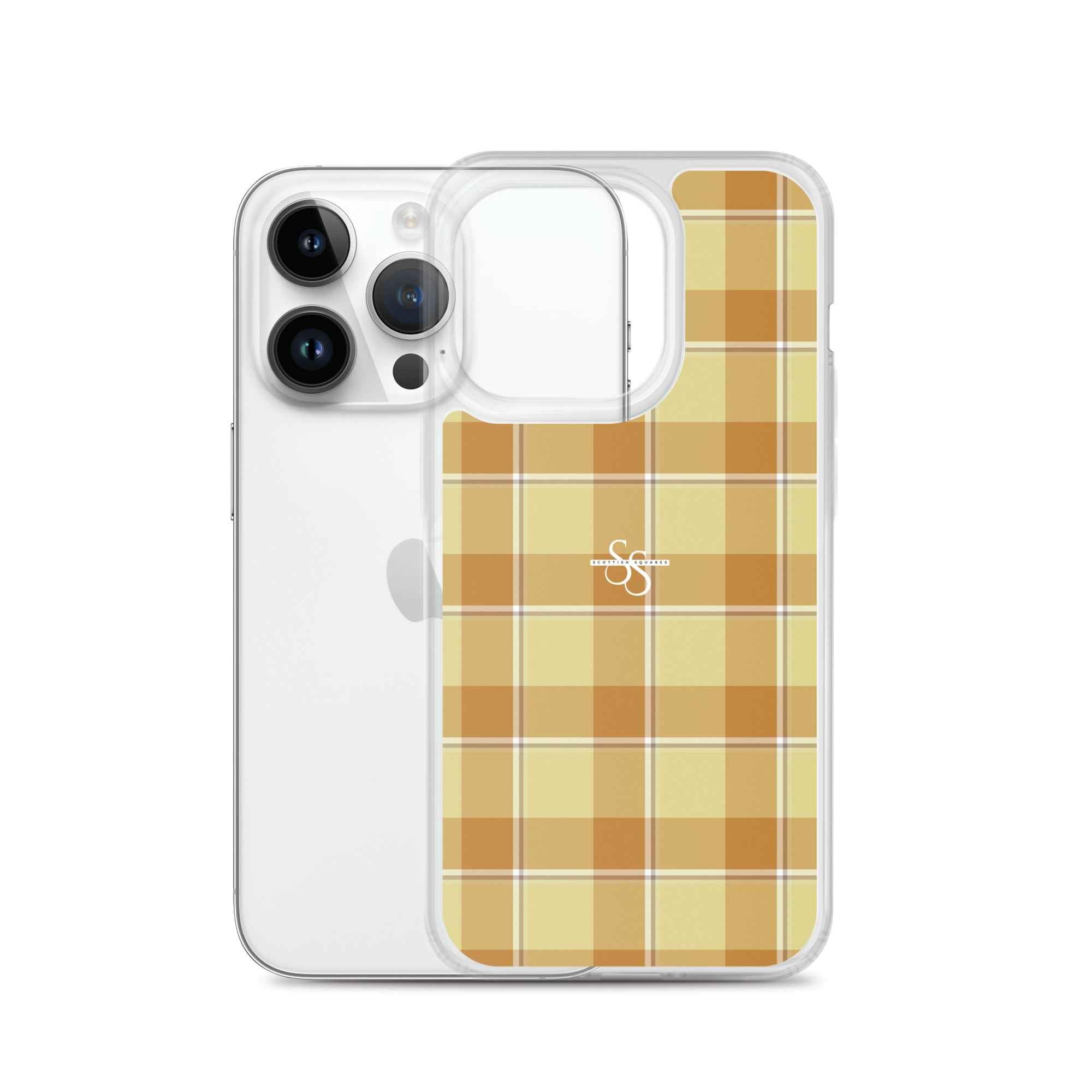 Clear Case for iPhone Zombie and Copper Plaid - Scottish Squares