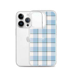 Clear Case for iPhone Pink Cloud and Blue Lagoon Plaid - Scottish Squares
