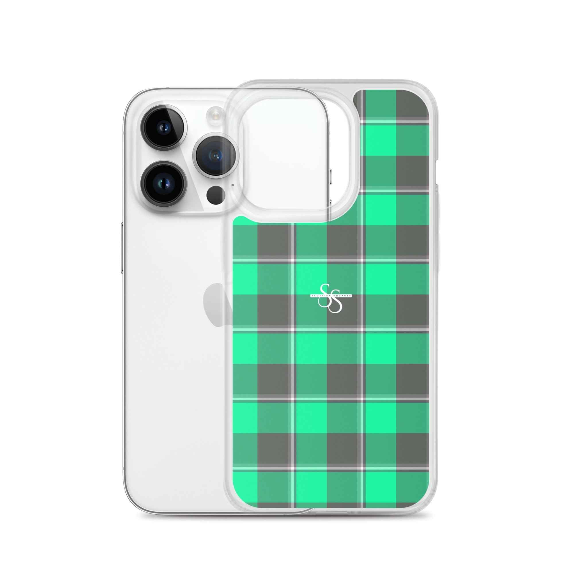 Clear Case for iPhone Spring Green and Finlandia Plaid - Scottish Squares
