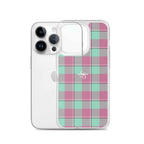 Clear Case for iPhone Vista Blue and Turkish Rose Plaid - Scottish Squares