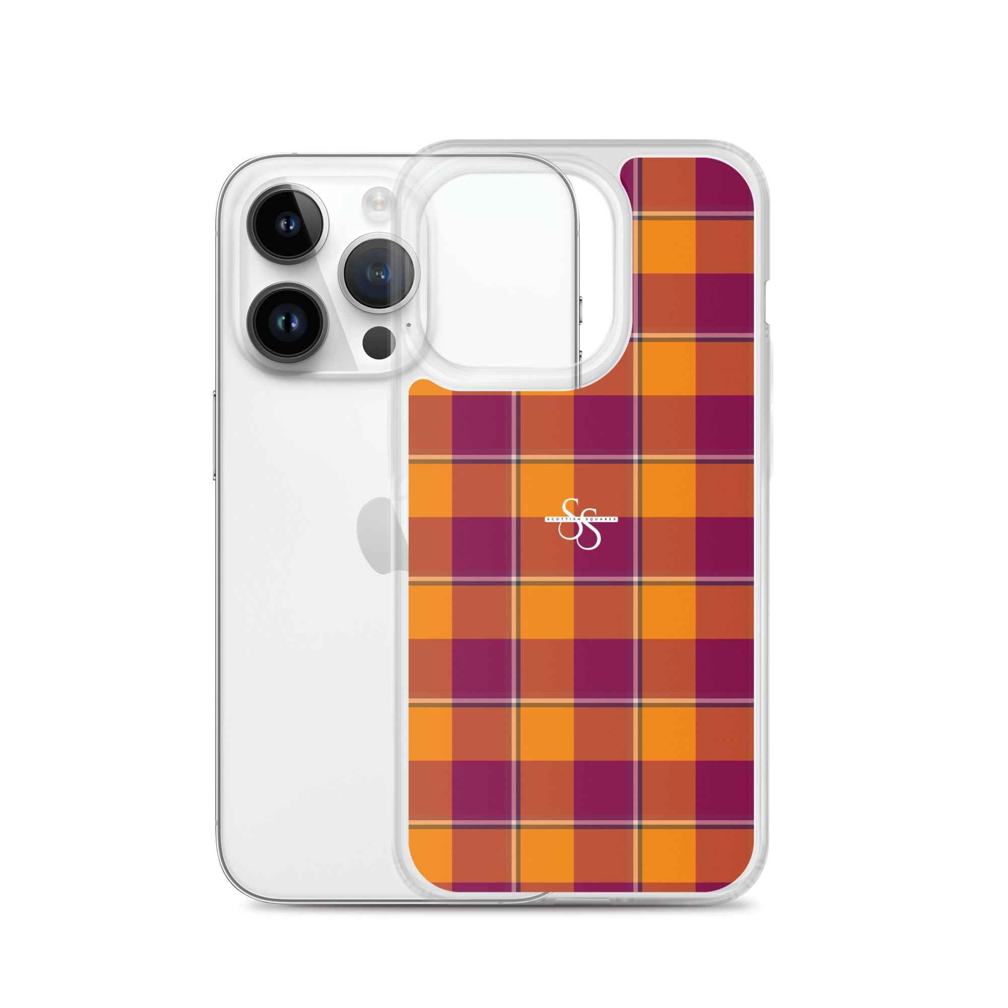 Clear Case for iPhone Tahiti Gold and Rose Bud Cherry Plaid - Scottish Squares
