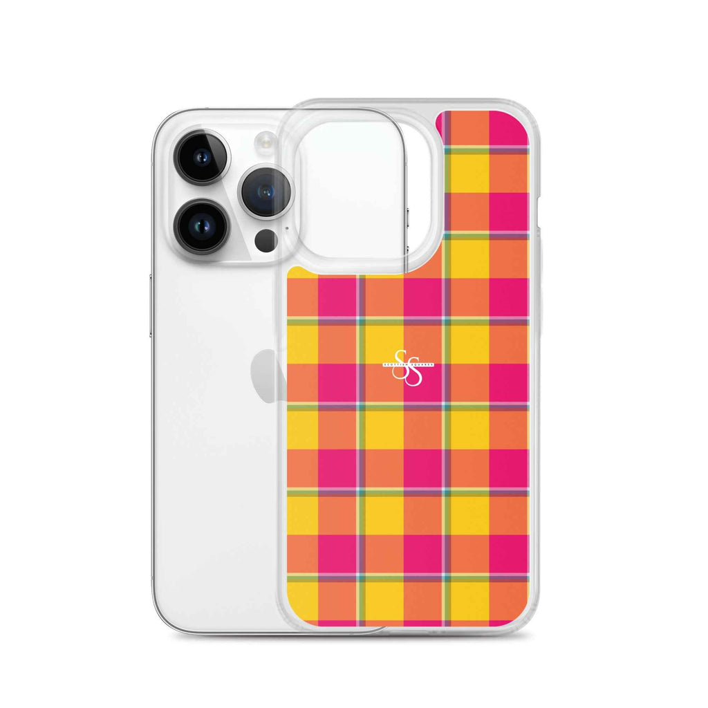 Clear Case for iPhone Corn and Razzmatazz Plaid - Scottish Squares