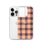Clear Case for iPhone Hit Pink and Livid Brown Plaid - Scottish Squares