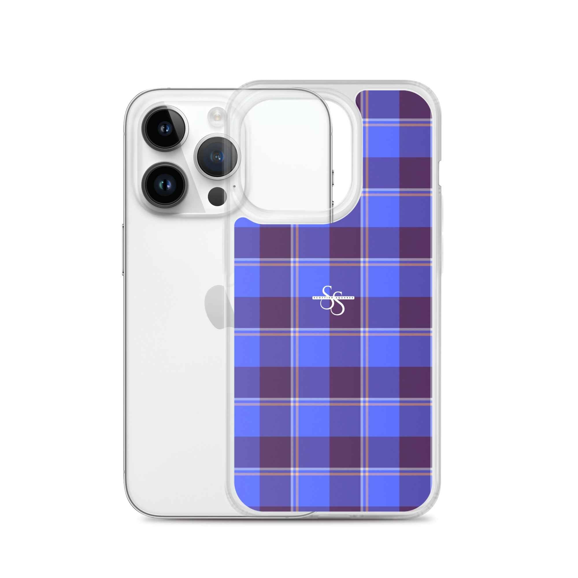 Clear Case for iPhone Cornflower Blue and Livid Brown Plaid - Scottish Squares