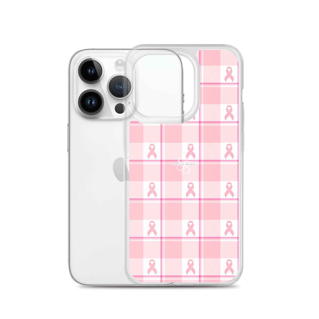 Clear Case for iPhone Breast Cancer Awareness Plaid - Scottish Squares