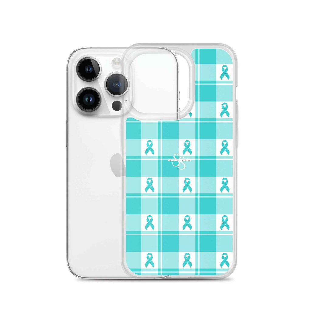 Clear Case for iPhone Ovarian Cancer Awareness Plaid - Scottish Squares