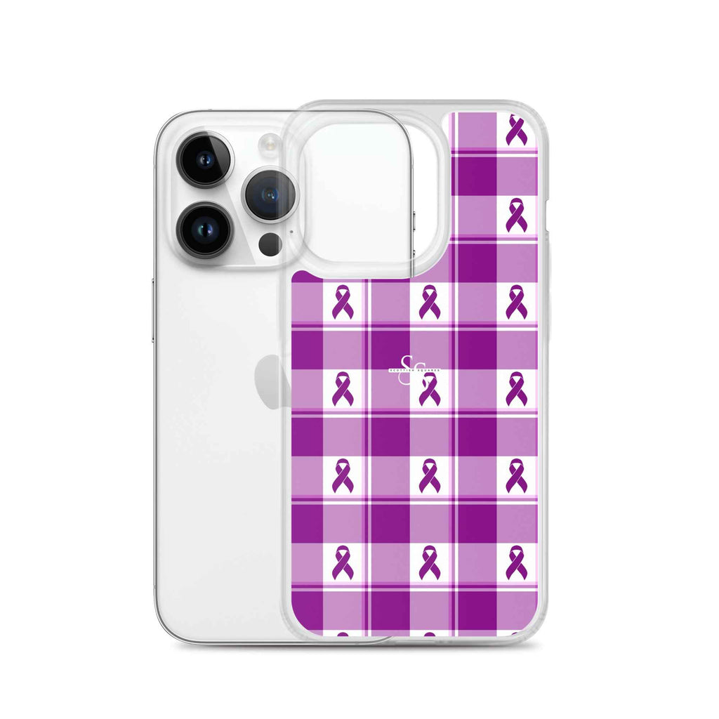 Clear Case for iPhone Pancreatic Cancer Awareness Plaid - Scottish Squares