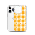 Clear Case for iPhone Kidney Cancer Awareness Plaid, Orange Ribbon, Supportive Gift - Scottish Squares