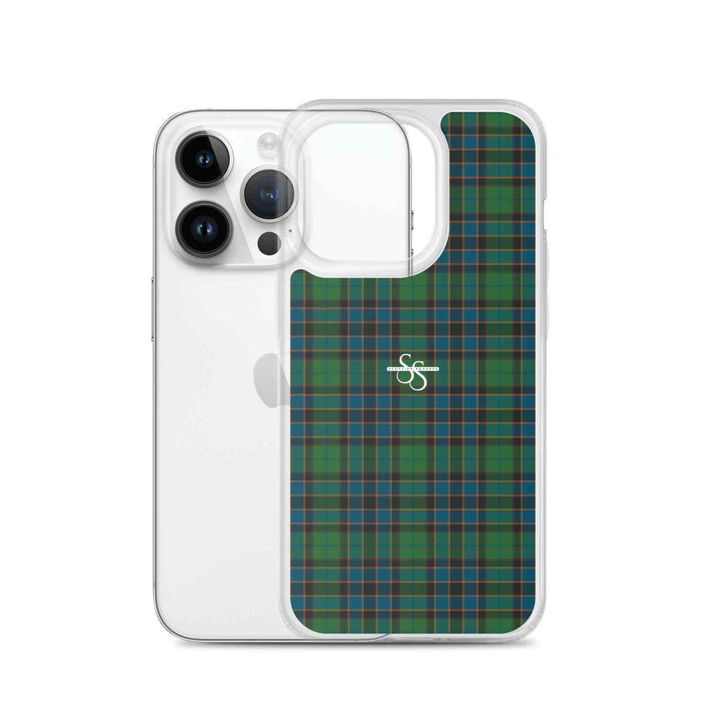 Clear Case for iPhone Green Blue Orange Plaid Tartan