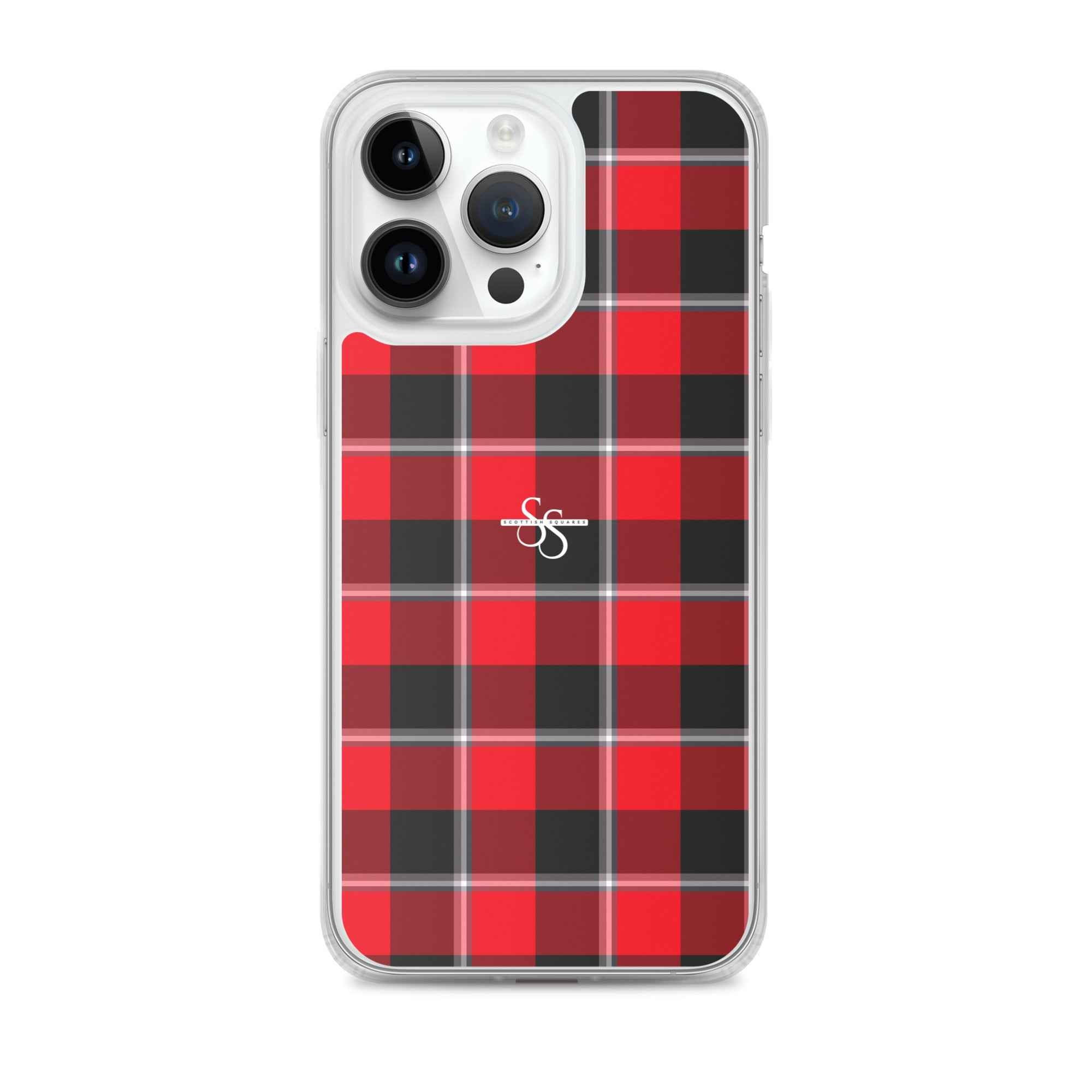 Clear Case for iPhone Red Ribbon and Heavy Metal Plaid iPhone 14 Pro Max - Scottish Squares