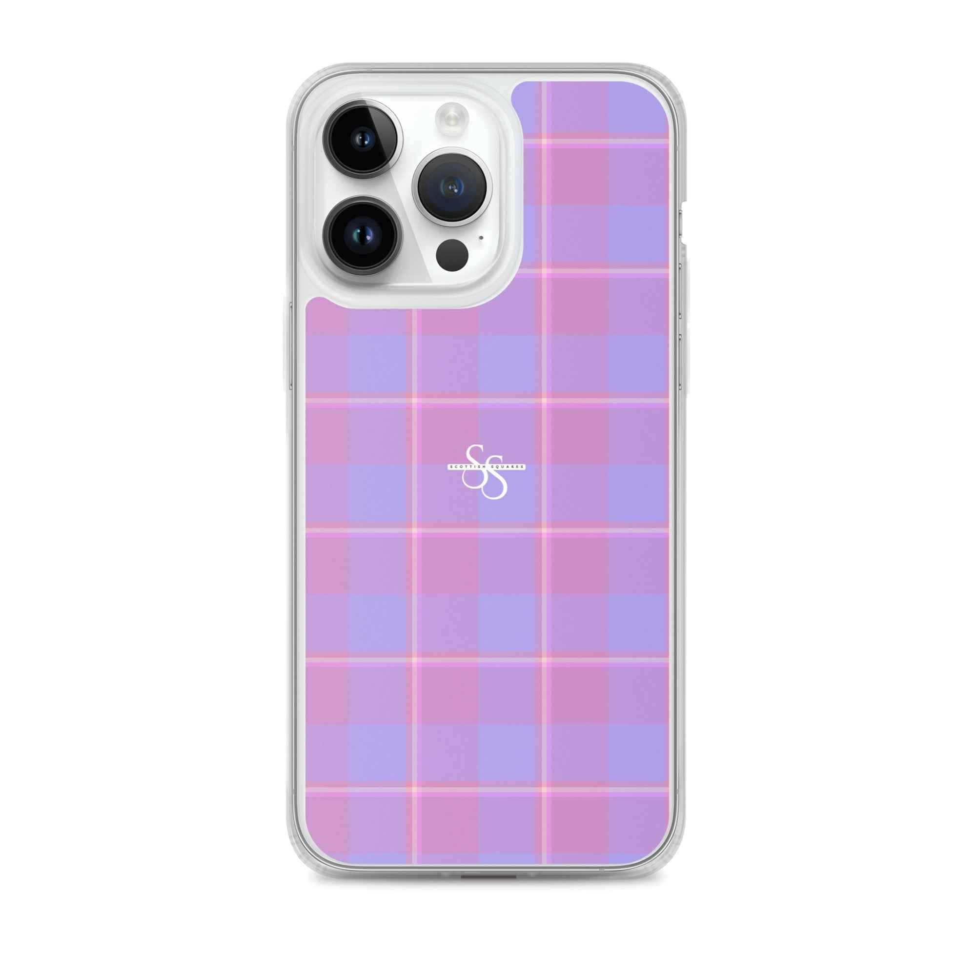 Clear Case for iPhone Viola and Dull Lavender Plaid iPhone 14 Pro Max - Scottish Squares