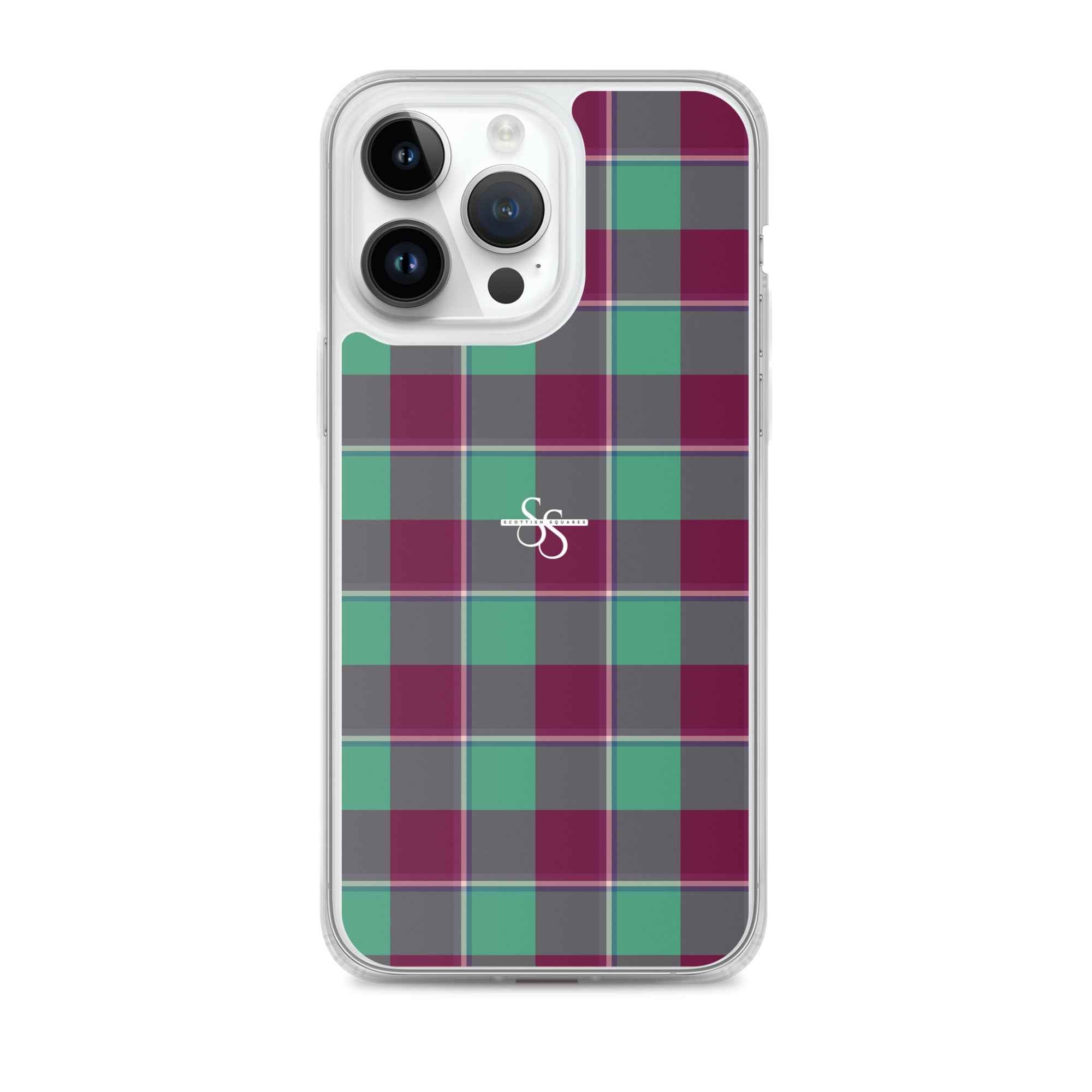 Clear Case for iPhone Ocean Green and Mulberry Wood Plaid iPhone 14 Pro Max - Scottish Squares