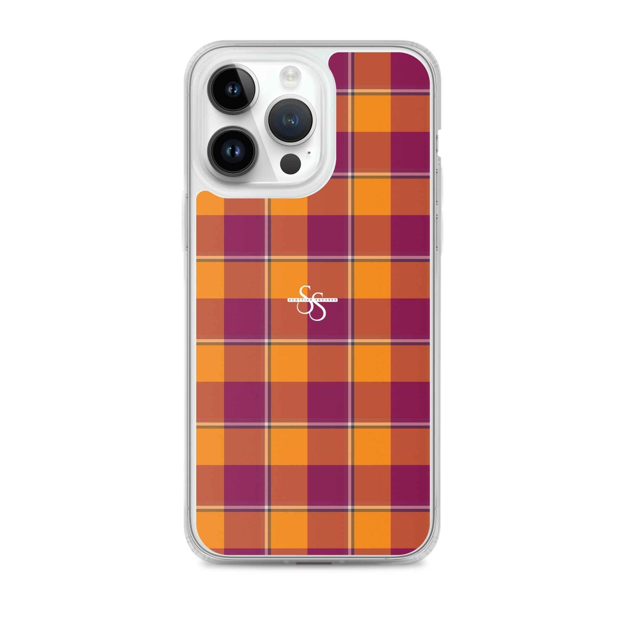 Clear Case for iPhone Tahiti Gold and Rose Bud Cherry Plaid iPhone 14 Pro Max - Scottish Squares
