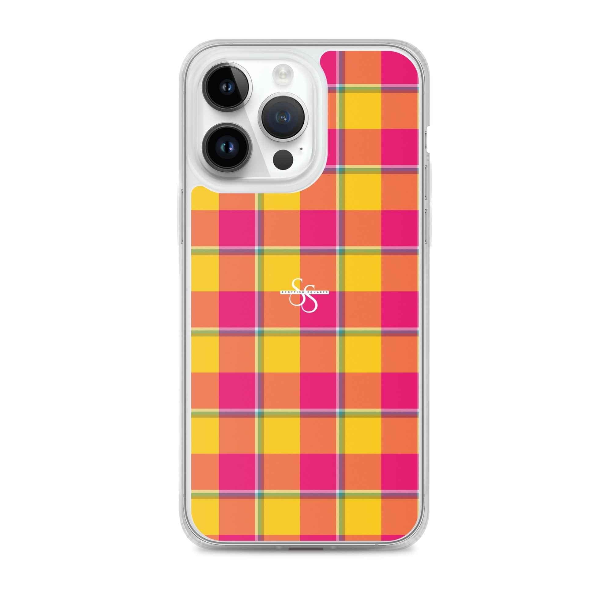 Clear Case for iPhone Corn and Razzmatazz Plaid iPhone 14 Pro Max - Scottish Squares