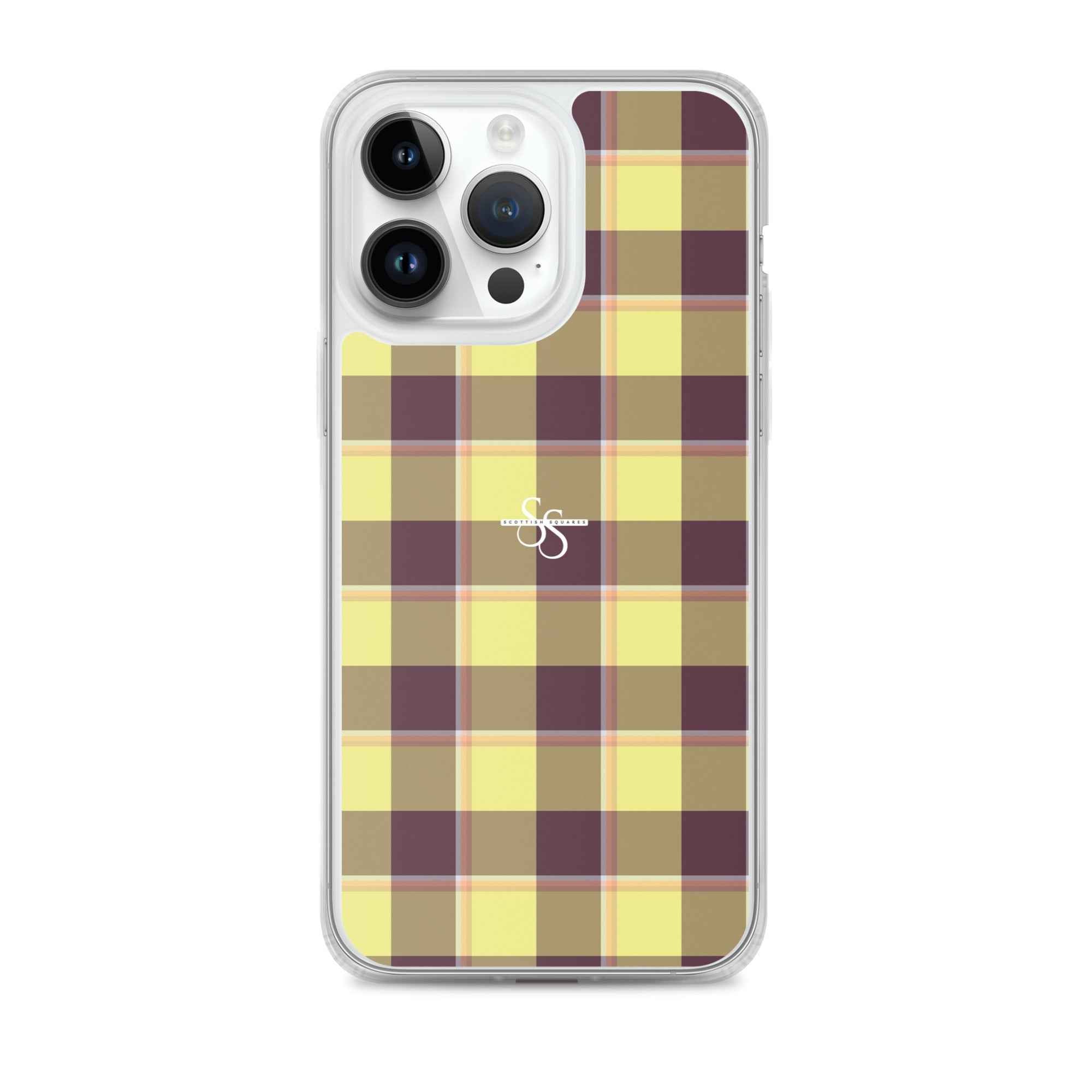 Clear Case for iPhone Flax and Livid Brown Plaid iPhone 14 Pro Max - Scottish Squares