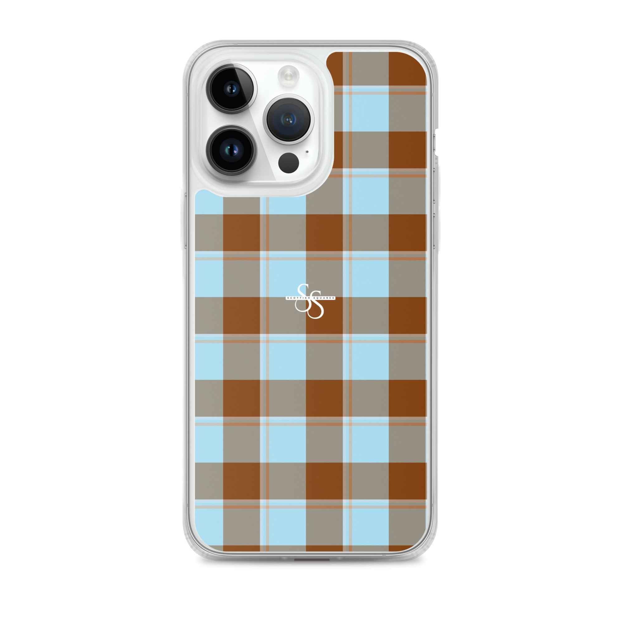 Clear Case for iPhone Blizzard Blue and Livid Brown Plaid iPhone 14 Pro Max - Scottish Squares