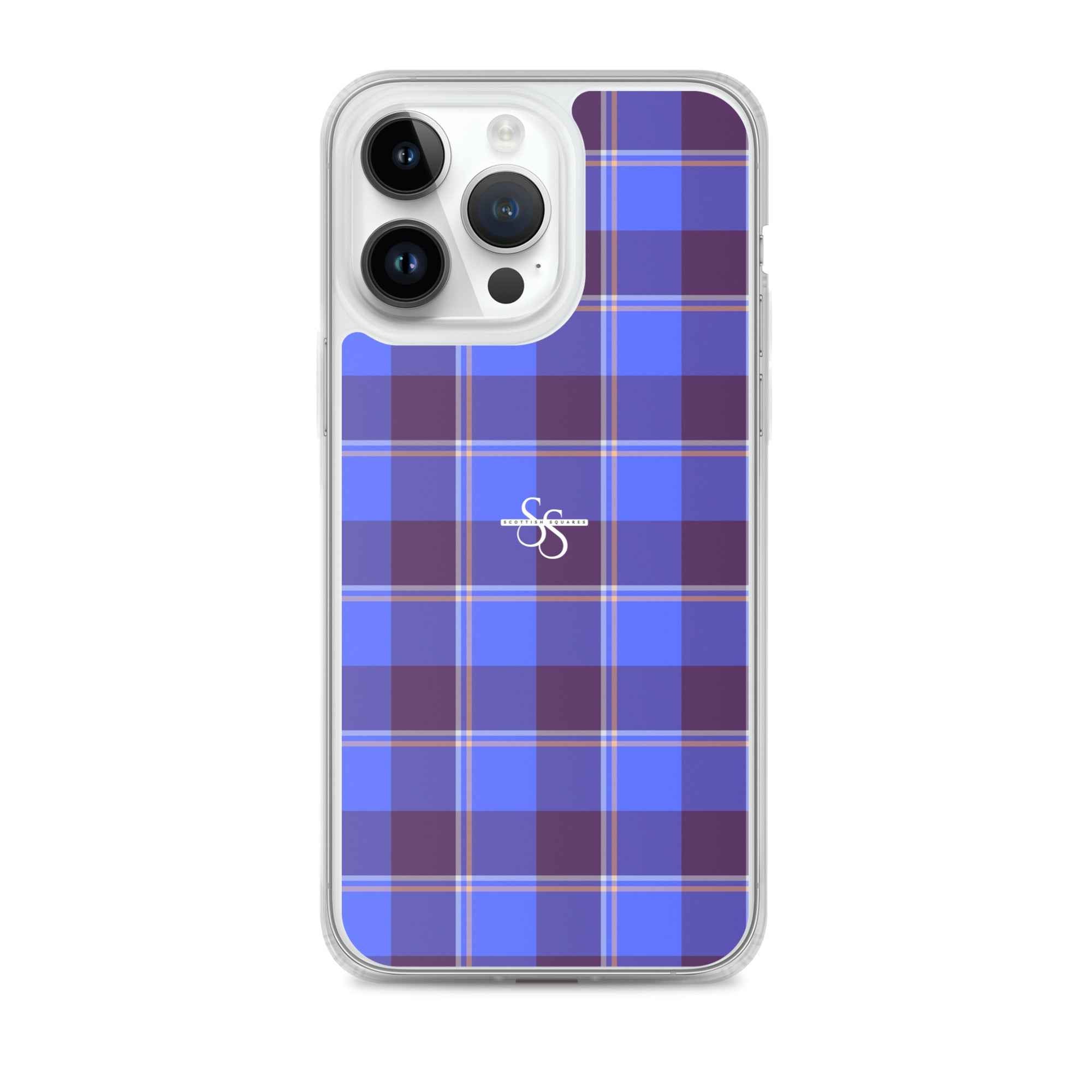 Clear Case for iPhone Cornflower Blue and Livid Brown Plaid iPhone 14 Pro Max - Scottish Squares