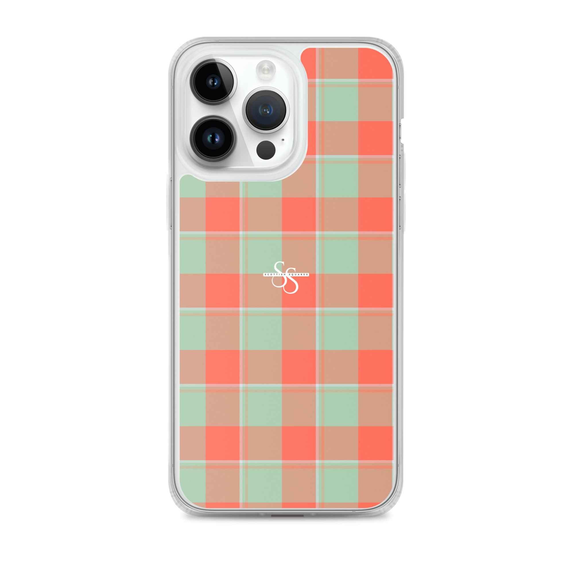 Clear Case for iPhone Spring Rain and Persimmon Plaid iPhone 14 Pro Max - Scottish Squares