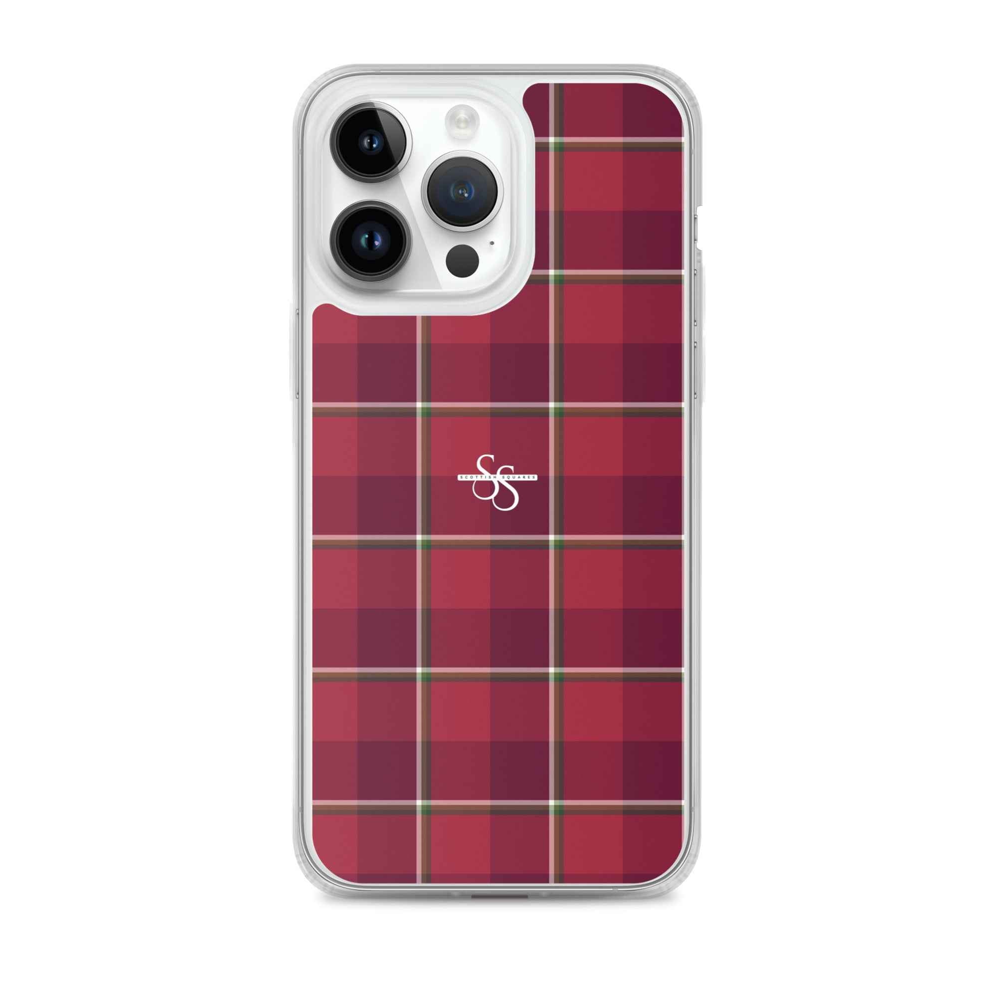Clear Case for iPhone Old Brick and Cab Sav Plaid iPhone 14 Pro Max - Scottish Squares